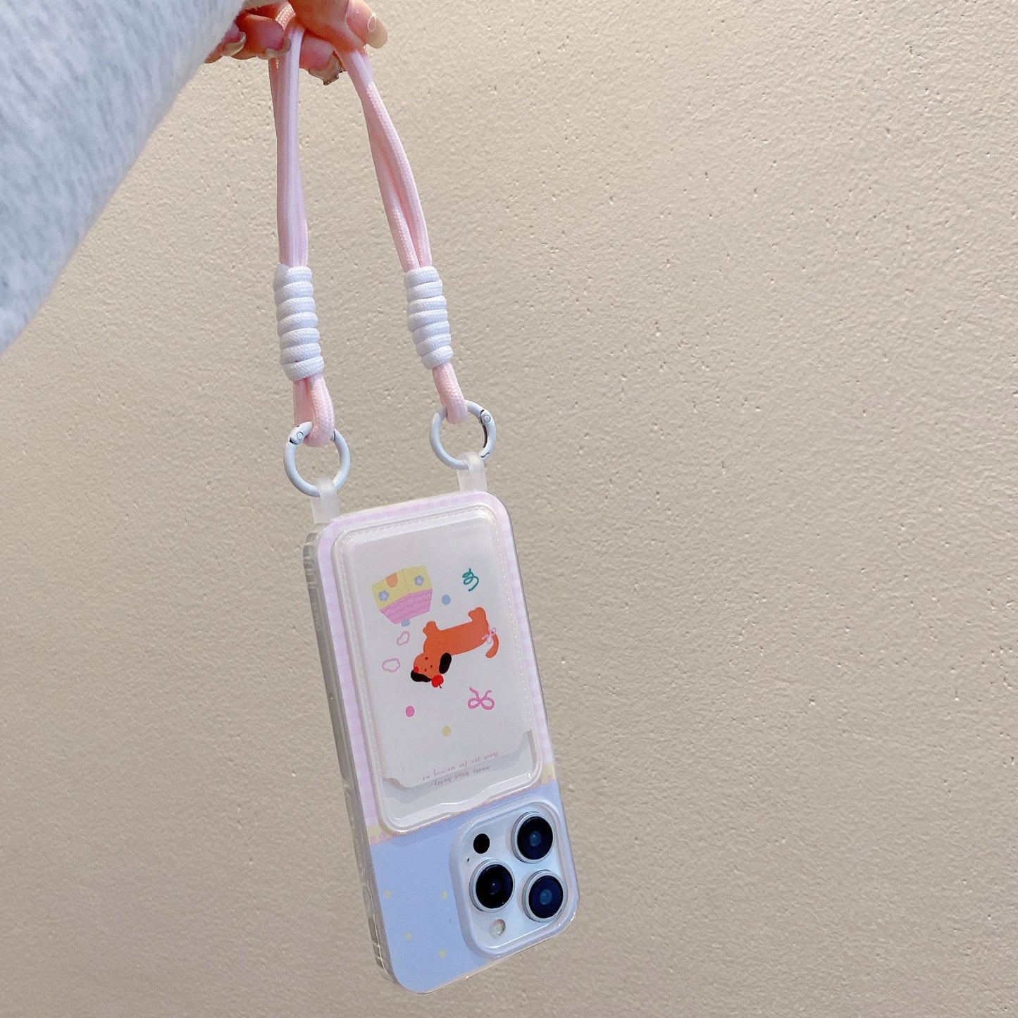 CARTOON LANYARD PHONE CASE WITH CARD HOLDER