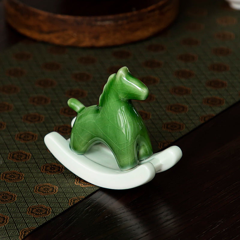 Celadon Green Ceramic Horse Tabletop Ornament