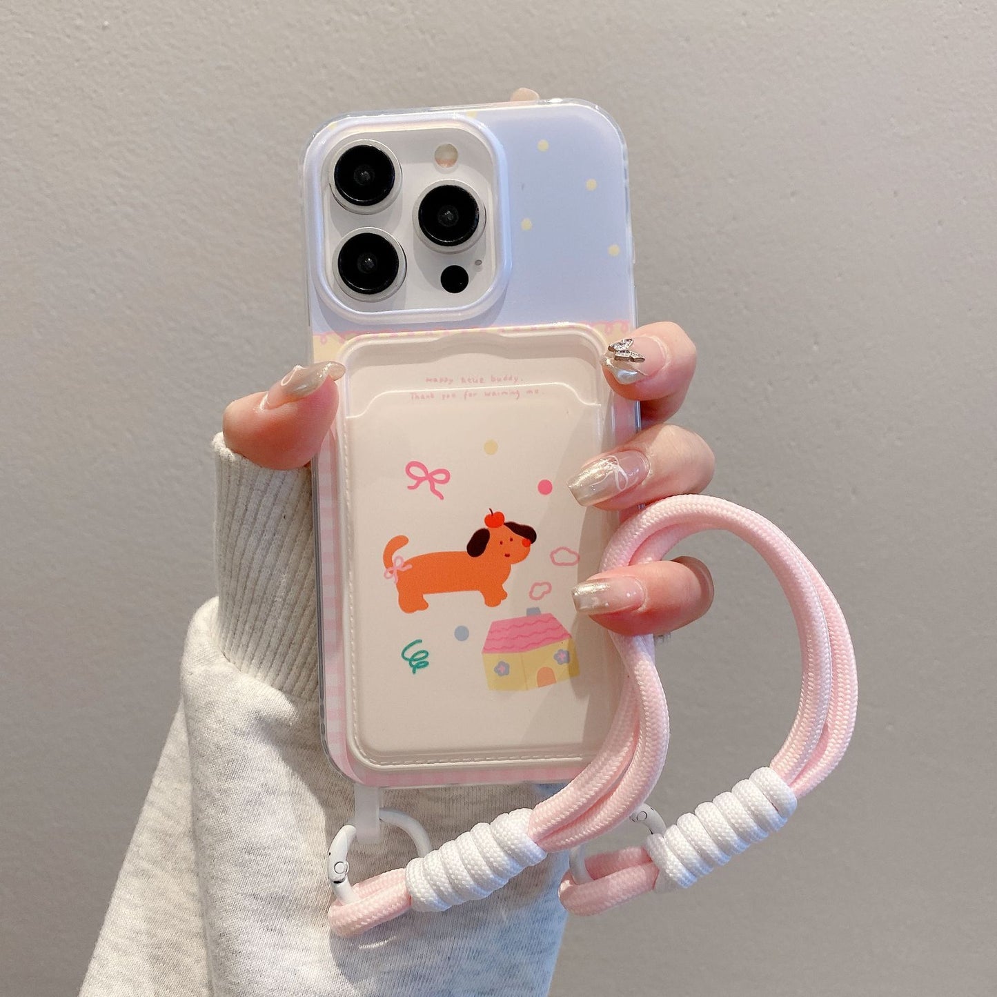 CARTOON LANYARD PHONE CASE WITH CARD HOLDER