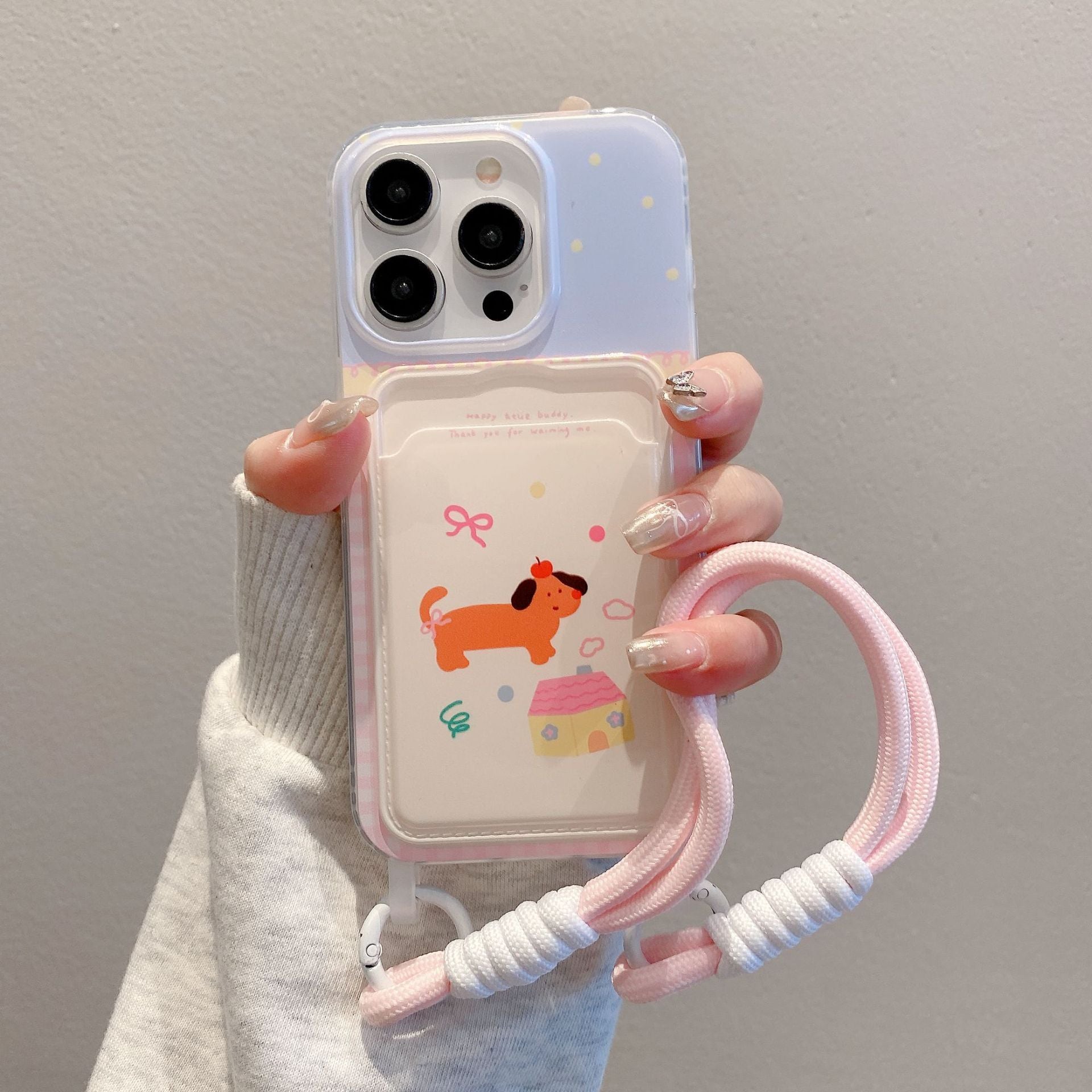 CARTOON LANYARD PHONE CASE WITH CARD HOLDER