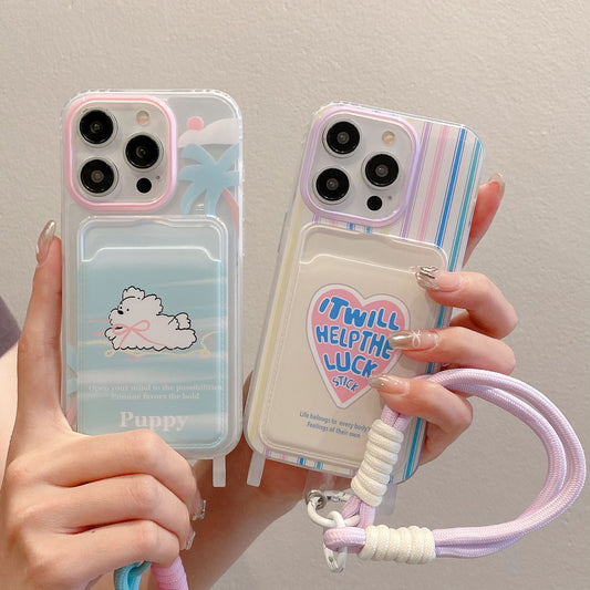 CARTOON LANYARD PHONE CASE WITH CARD HOLDER