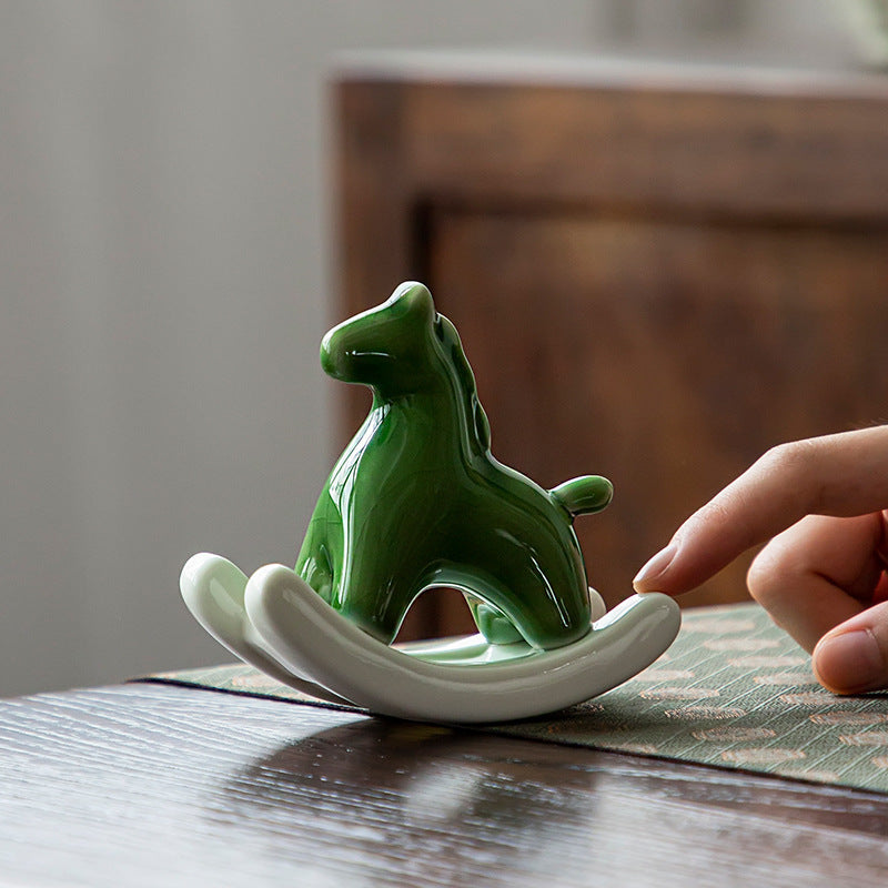 Celadon Green Ceramic Horse Tabletop Ornament