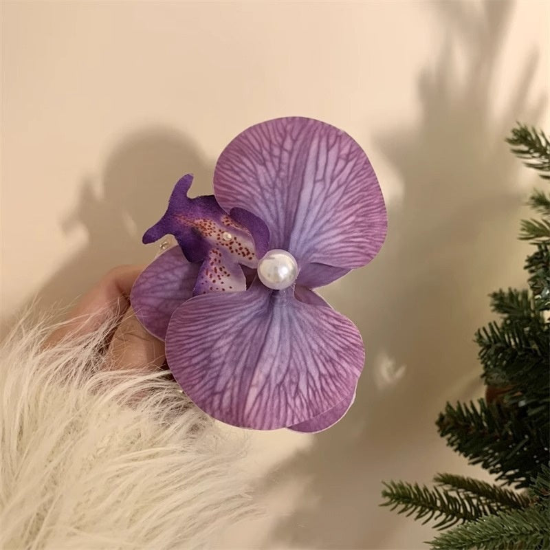ORCHID HAIR CLIP HANDMADE NATURAL STYLE