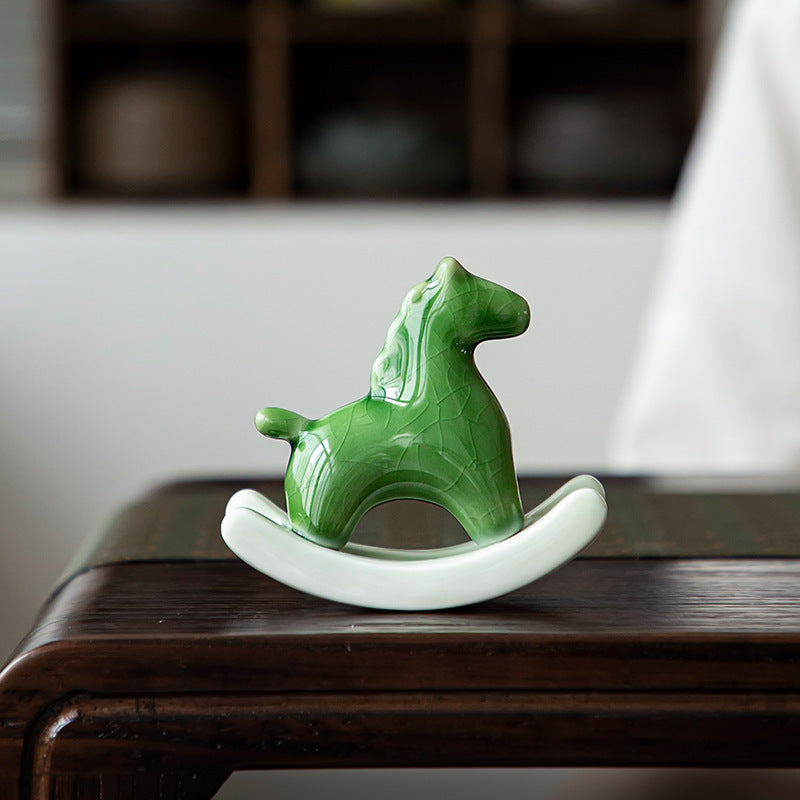 Celadon Green Ceramic Horse Tabletop Ornament