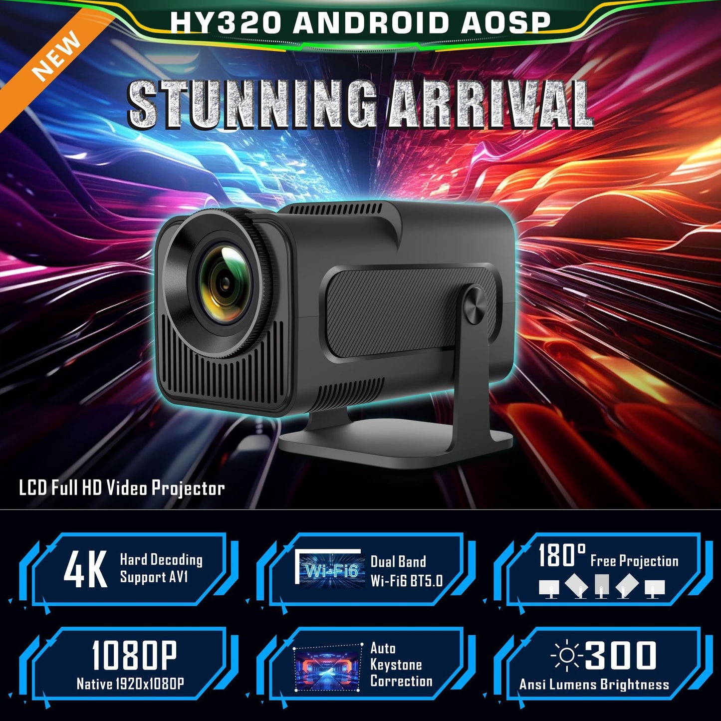 HY320 PORTABLE PROJECTOR FULL HD HOME ENTERTAINMENT