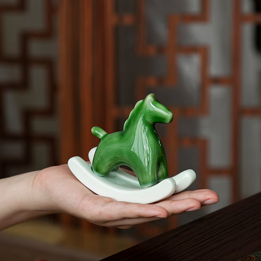Celadon Green Ceramic Horse Tabletop Ornament