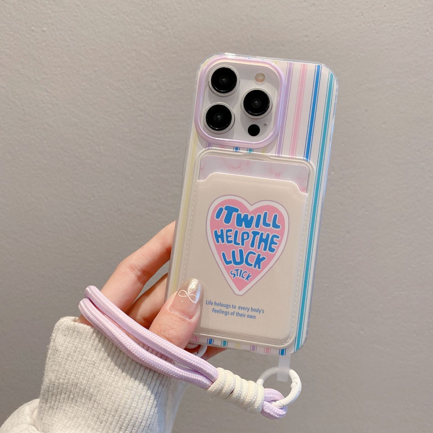CARTOON LANYARD PHONE CASE WITH CARD HOLDER