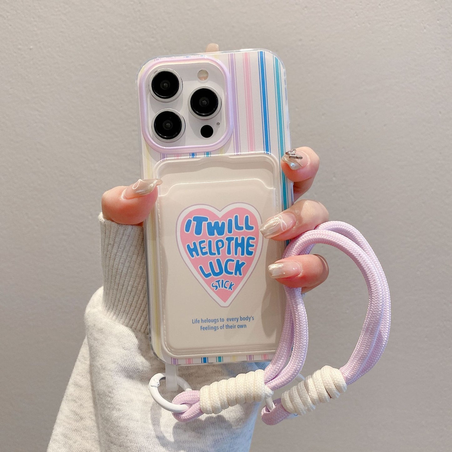CARTOON LANYARD PHONE CASE WITH CARD HOLDER