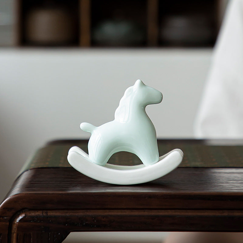 Celadon Green Ceramic Horse Tabletop Ornament