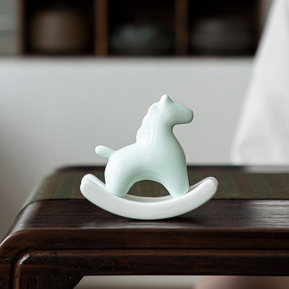 Celadon Green Ceramic Horse Tabletop Ornament